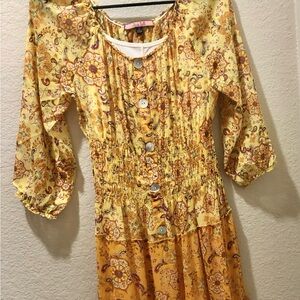 Boot Barn Floral Yellow Maxi Dress